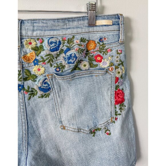 Anthropologie Pilcro Slim Boyfriend Embroidered Denim Shorts - Picture 13 of 15